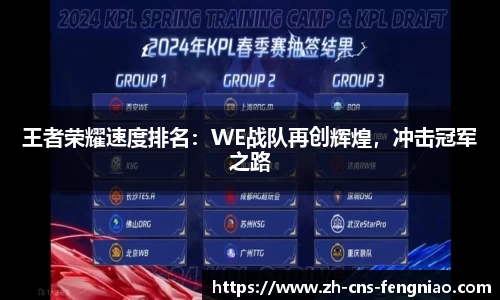 王者荣耀速度排名：WE战队再创辉煌，冲击冠军之路